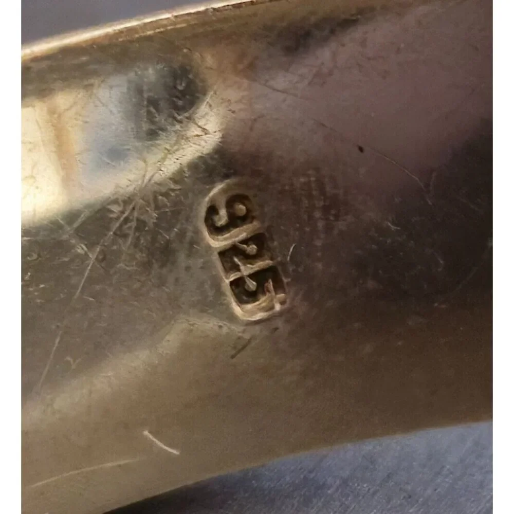 925 Sterling Silver Ribbed Hinged Clamper Bangle Bracelet Modernist Jewelry 51g - Picture 6 of 14